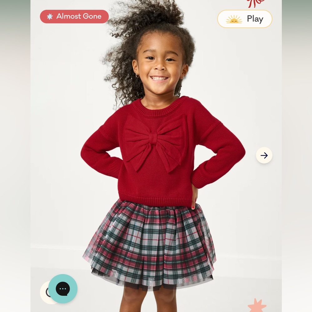 Little Sleepies Limited Edition Holly Plaid Holiday Tutu Skirt New